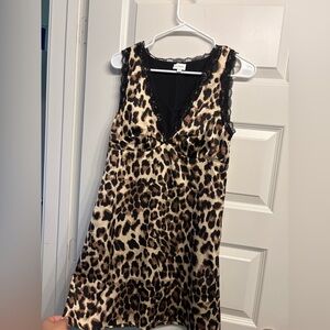 La Hearts Black Lace Cheetah Print Trim Dress